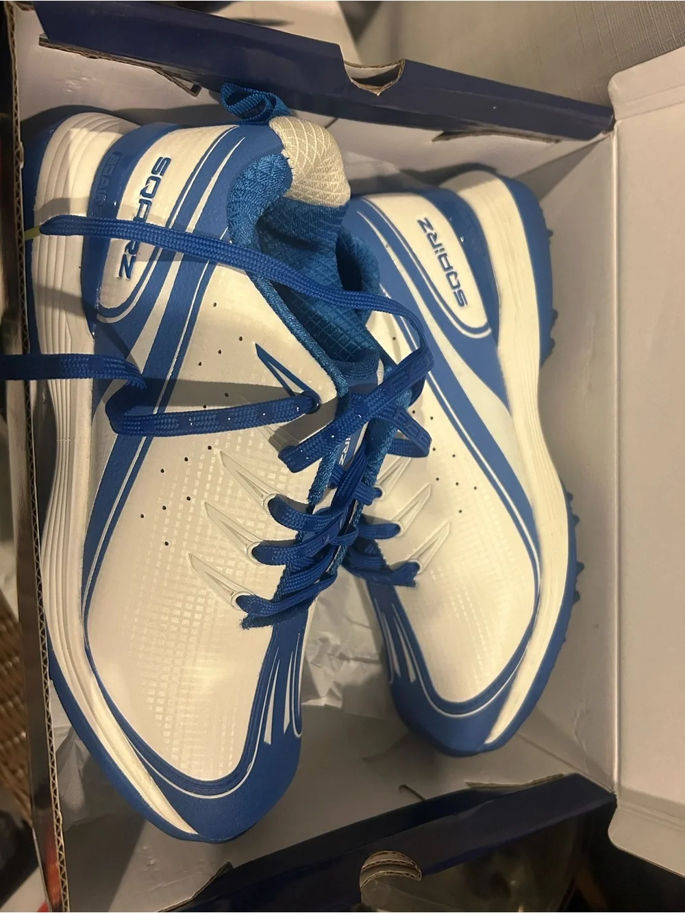 SQAIRZ Women's Softball Molded Cleat - Blue/White 8